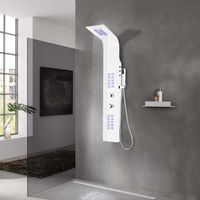 Vidaxl – Panneau de douche aluminium 20x44x130 cm – Colonne hydromassante avec 30 LED – 4 modes de douche – Buses silicone anti-calcaire