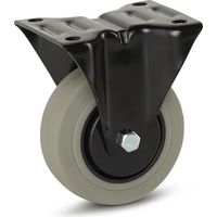 Roue fixe caoutchouc gris - MESO - Boîtier noir - 100 mm - 150 kg