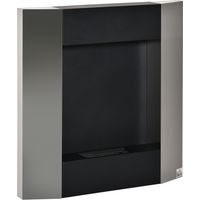 Camino Bioetanolo da Parete con Serbatoio da 0.7L e Copertura 20m², Acciaio, 72x11x72cm, Argento e Nero