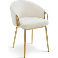 Lot de 6 chaises arrondies et matelassées Patricia Métal doré et Tissu Beige