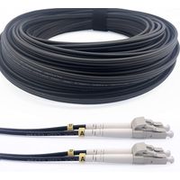 Elfcam Glasfaserkabel 100m LC/UPC auf LC/UPC – OM3 Multimode Duplex 50/125 µm, Stahlarmiert, Schwarz – Für Innen- & Außenbereich geeignet