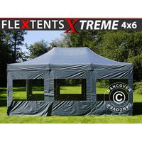 Pop up gazebo FleXtents Xtreme 50 4x6 m Grey, incl. 8 sidewalls
