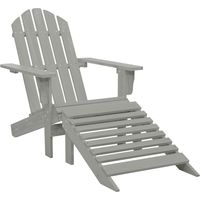 Chaise de jardin avec pouf-Chaise de terrasse-Chaise d'extérieur Bois Gris