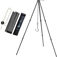 Trépied de Cuisine en Plein Air Pliant Campfire Griller Grill Grille Stand Camping Fire Pit Tool Bonfire Party Pique-Nique BBQ Cintre avec Sac De Rangement-Fei Yu