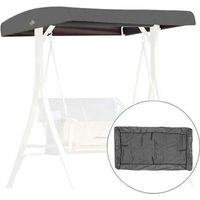 Toile de remplacement pour siège balancelle, housse de remplacement pour trois places, pare-soleil imperméable, adapté aux vérandas et terrasses de jardin - Gris