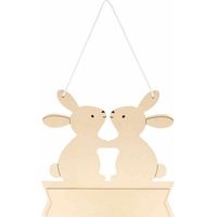 Deux lapins en bois à suspendre - 25 x 24 x 0,8 cm