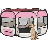 vidaXL Foldable Dog Playpen with Carrying Bag Pink 125x125x61 cm