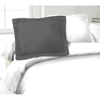 LOVELY HOME Juego de 2 fundas de almohada en 100% algodón 50x70 cm - Gris oscuro