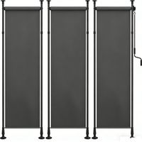 3er-Set senkrechtmarkise Sonnenschutz Balkonrollo 120x220-310cm wetterfest mit Kurbel Polyester Dunkelgrau für Terrasse & Garten