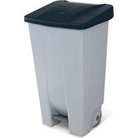 BRB Abfalleimer mit Rollen, 120 Liter, HxBxT 880 x 510 x 430 mm, grau/schwarz