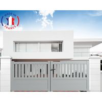 Portail aluminium battant semi-ajouré en kit dimensions L.4000 (entre piliers) X H.1300 mm Couleurs Gris clair (RAL 7035)