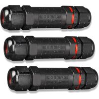 Kabelverbinder Wasserdicht IP68 3-Polig für Ø1-13 mm Kabeldurchmesser, 3 Stück Verteilerdose Außen Erdkabel Abzweigdose Garten Kabelmuffe Verbindungsmuffe Verbindungsbox, aus Nylon