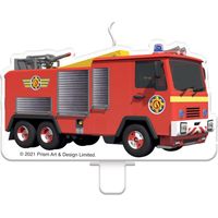 Bougie gâteau Sam le pompier, caserne de pompiers, 9 x 5 cm
