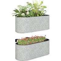 2er Set Blumentopf Hängend Pflanzkübel mit Ablaufsystem Loch Haken 42 x 16 x 15 cm Hellgrau