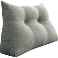 VERCART Großes Bettruhe Keilkissen, Lang Lesekissen, Dekoratives Kopfteilkissen, Dreieckiges Rückenkissen, Loungekissen für Tagesbett oder Couch, Leinenmischung Grau, 80CM