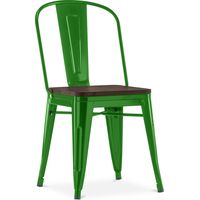 Dining Chair - Industrial Design - Wood and Steel - Stylix Dark green
