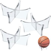 Lot de 4 supports de rangement en acrylique pour ballons de football, basket-ball, rugby, volley-ball, sport, trophée, autographe (transparent)