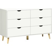 Cómoda con 6 Cajones Cajonera para Dormitorio Salón Estudio Estilo Moderno 120x40x76 cm Blanco
