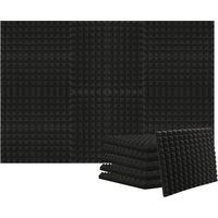 Akustikschaumplatten, 12 Stück, saugfähige Platte, geräuschhemmend, flammhemmend, für Podcasting, Aufnahmestudios, Büros, 30 x 30 x 5 cm, schwarz