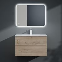 Mai & Mai Meuble sous Lavabo Chêne Blanc Clair Ensemble de Meubles de Salle de Bains 80x48x50cm Meuble Suspendu avec 2 Tiroirs Desgin Aqu