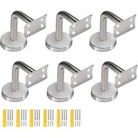 Lot de 6 supports de main courante en acier inoxydable, supports de main courante incurvés pour rails ronds, supports de garde-corps d'escalier, supports de main courante avec vis de montage pour gard
