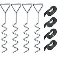 Set d'ancrage pour Trampoline, À Toute épreuve Trampoline kit d'ancrage, Kit d'ancrage au Sol avec 4 Sardines et Sangles, d'Ancrage Au Sol pour Trampoline Jardin Camp,