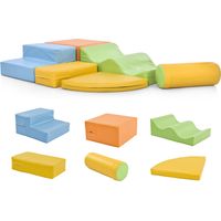 Parcours de Motricité Bébé 6 Pièces en Mousse, Aire de Jeux Intérieure avec Toboggan et Escalier, Blocs Géants pour Ramper et Grimper