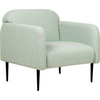 Poltrona Sedia Retro Art Deco Tessuto Lino Gambe in metallo Soggiorno Verde Chiaro e Nero Stouby