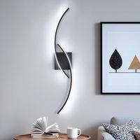 GOECO Applique Murale Intérieure LED, Noir Lampe Murale Moderne, 27W Design Simples Luminaire Murals en Acryliquel pour Chambre, Salon, Hôtel, Escalier, 6500K Lumière Blanche Froide