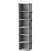 Etagere Suspendue, Rangement Suspendu avec 6 Treillis, Grille Gris avec Crochet Métallique Rangement Vetement pour Pliage Facile et Économie D'espace, Gris
