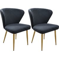 Set 2 Sedie Tessuto Antimacchia Cucina Pranzo Soggiorno 56.5x56.5x81 cm nero