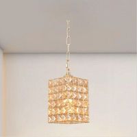 Lampadario Sospeso Rettangolare Cristalli Lampada Luce Attacco E27 Oro 32316