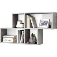 Etagère murale 100x19,5x53 cm gris béton et blanc