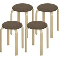Taburetes de Madera Apilables 4 uds con Asiento Acolchado Marrón Cocina Comedor