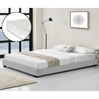 Corium Struttura Letto Imbottito con Materasso a Schiuma Fredda 180 x 200 cm Letto Matrimoniale con Rivestimento in Similpelle con Materasso Anallergico - Bianco