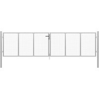 vidaXL Garden Gate Galvanised Steel 400x100 cm Silver