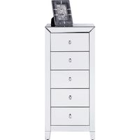 Kare Design Luxury-Cassettiera a 5 vani, Stile Glamour, con Maniglie Scintillanti, Armadio a Specchio dal Design Stravagante, 110 x 49 x 41 cm, Argento, (H/B/T)