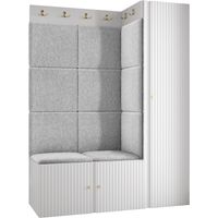 Conjunto para recibidor Hartford 385, Abriamo 06, 186x124x46cm, Tapiz, MDF, Aglomerado laminado, Colocada, Montada en la pared