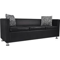 Canapé à 3 places Sofa Canapé de relaxation - Similicuir Noir