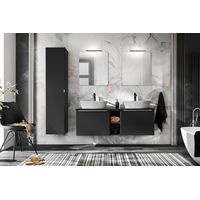Ensemble complet avec meuble double vasque + 5 éléments - 140 cm - Rosario Black - Livraison gratuite