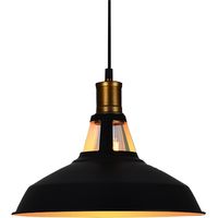 Wottes – Lustre suspension industrielle vintage en métal – Abat-jour ajustable E27 Ø27cm – Finition noire et blanche – Pour décoration intérieure
