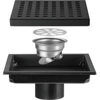 Siphon de Sol Siphon De Sol en Acier Inoxydable Salle De Douche Salle De Bain Grand Déplacement Treillis Carré Déodorant Siphon De Sol (Color:noir, Size : 15 15cm)