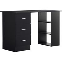 Computer Desk, Home Office Desk, Writing Table, PC Workstation with 3 Storage Shelves and 3 Drawers for Working, Study, 120 x 49 x 72 cm, Black