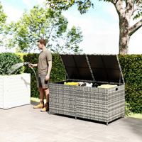 Coffre de jardin en résine tressée, coffre de rangement extérieur 650 L imperméable avec doublure zippée