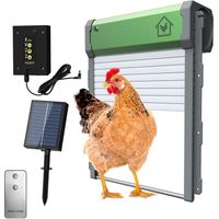 Porta automatica per pollaio ad energia solare, impermeabile con sensore di luce, timer mattutino/serale, in alluminio, per un allevamento di polli sicuro
