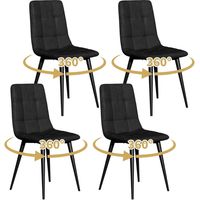 Swivel Dining Chairs Set of 4 Velvet Modern Upholstered kitchen Chairs 360° Rotating Dining Room Chair Max.120kg Metal Legs Padded Seat Backrest for Living Room Bedroom Black