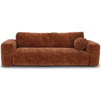 Canapé convertible avec coffre de rangement 4 places en velours texturé terracotta LIOR
