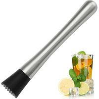 Mortero de acero inoxidable para cócteles - Mortero para preparar puré de cócteles con menta y cítricos naturales (20,5 cm)