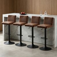 AINPECCA Set of 4 Faux Suede Bar Stools Metal Frame Footrest Base Cafe Pub Swivel Chairs,Brown
