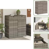 Armoire de rangement de jardin gris 105x55x113cm résine tressée - Coffre De Jardin - Rangements Exterieur - Mobilier De Jardin - Armoire De Jardin - Coffre De Rangement